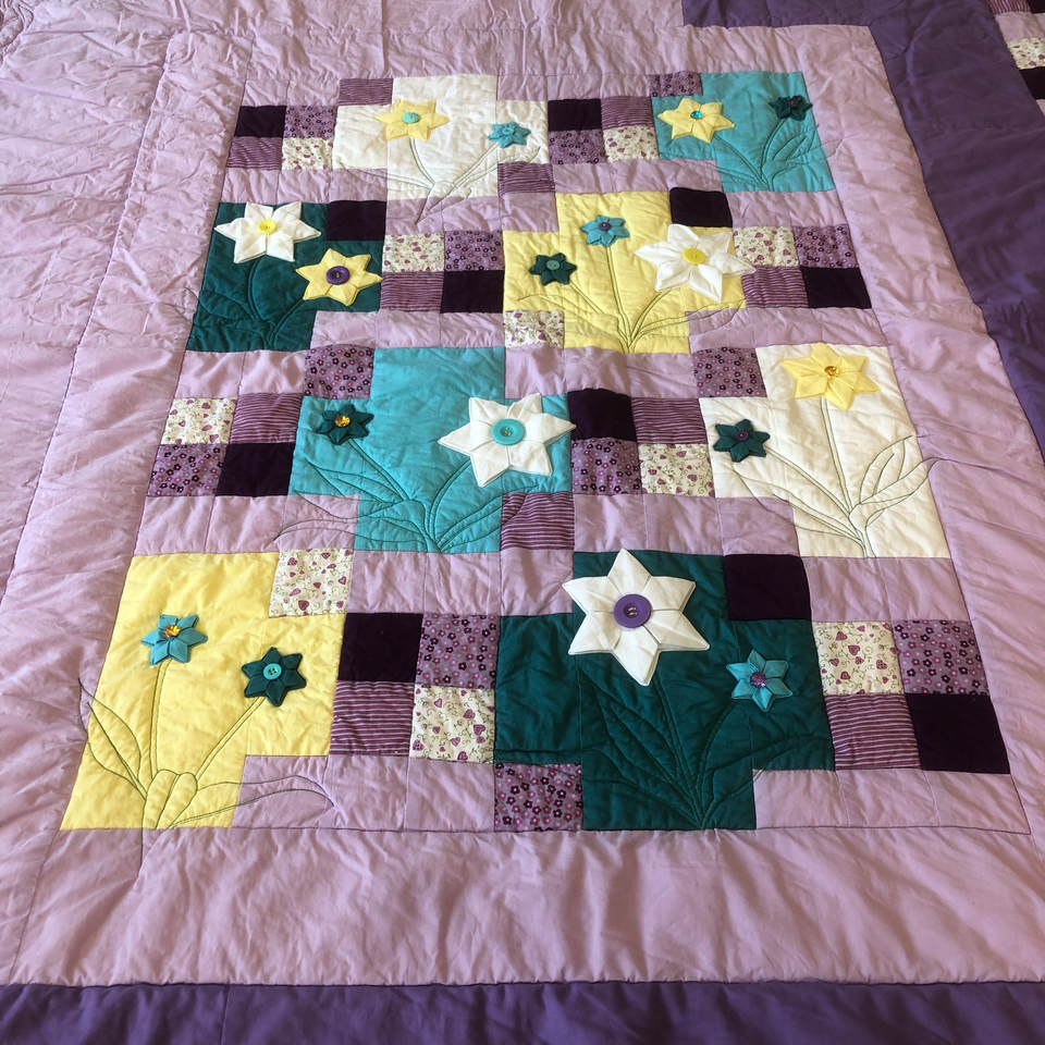Patchwork Decke "Blumenmeer"