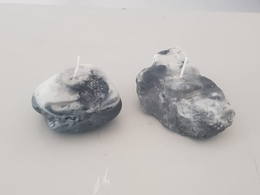 Kerzenset in Steinoptik